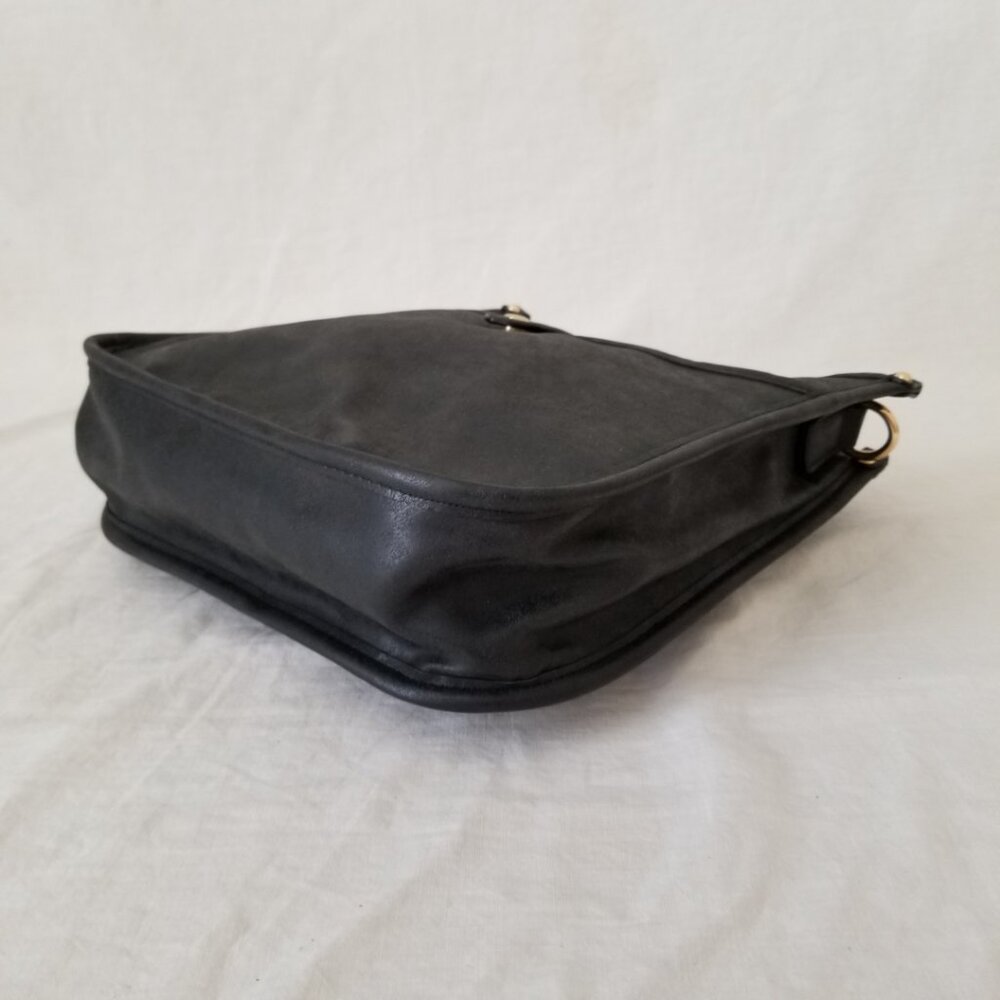 NWOT! Black Faux Leather Purse Shoulder Crossbody Bag with Embroidered Strap - Picture 12 of 12